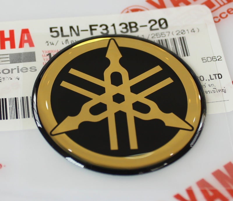 Yamaha 5LNF313B20  Genuine 40MM Diameter Yamaha Tuning Fork Decal Sticker Emblem Logo BlackGold Raised Domed Gel Resin Self Adhesive MotorcycleJet SkiATVSnowmobile