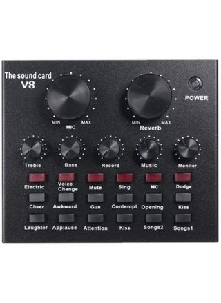V8 Multifunctional Live Sound Card USB Audio Interface Intelligent Volume Adjustable Audio Mixer Sound Card for Recording Hosting Speech - pzsku/ZF49E9EE5488911BED43EZ/45/1744599688/080e051f-57a3-4037-9b75-be68a91c6b8d