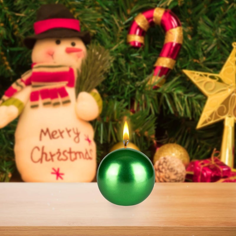 Mega Candles Set of 4 Unscented 3 Inch x 3 Inch Metallic Round Ball Candles, Holidays, Seasonal, Festivities, Devotional, Church, Wreath, Party, Gifts - Image 5