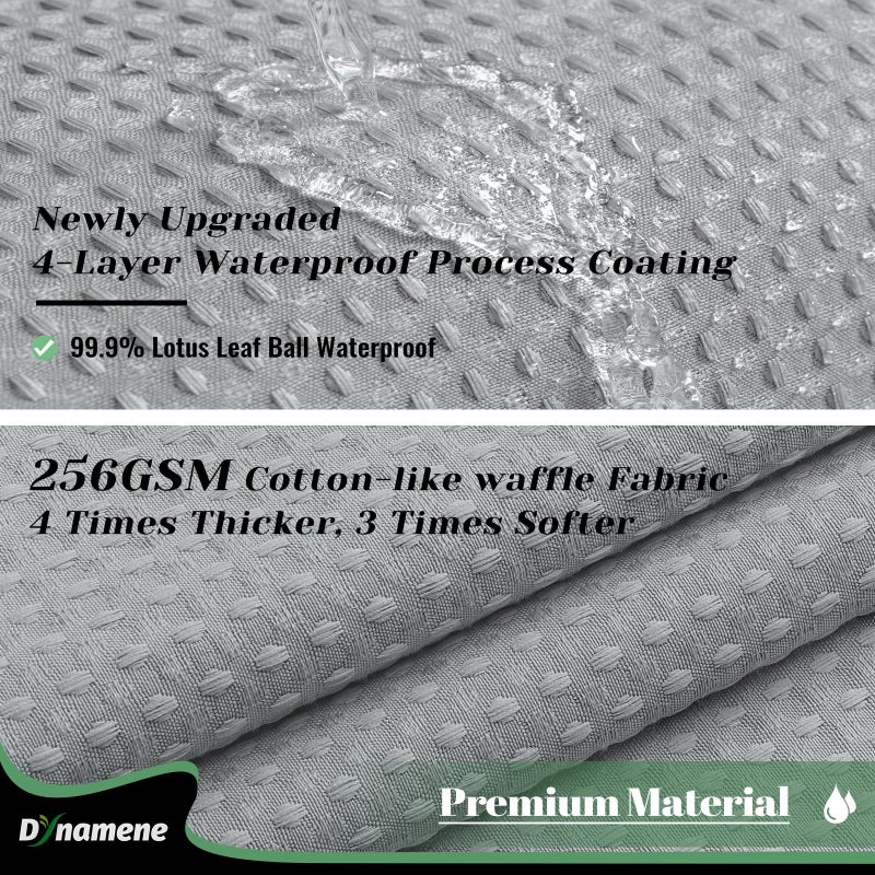 Dynamene ستارة دش النسيج Dynamene مع Snap in Liner Gray Waffle Hotel Stertains for Bathroom قابلة للغسل مقاومة للماء الستار الستار بطانة مع خطافات بلاستيكية شبكية أعلى نافذة 72x72 رمادية - Image 1
