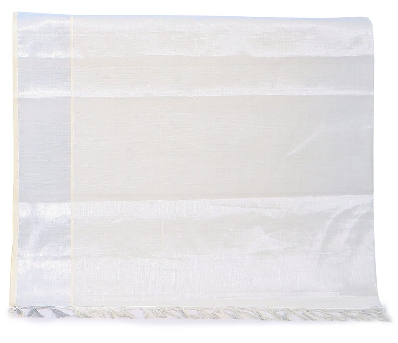 Fashily Women's Kerala Kasavu Off White Cotton Dupatta Length 2.2M | Width 46 Inches (Silver Kasavu) - Image 5