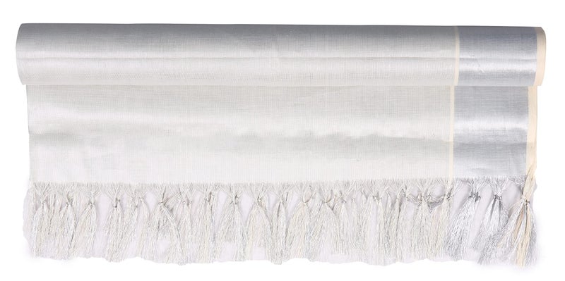 Fashily Women's Kerala Kasavu Off White Cotton Dupatta Length 2.2M | Width 46 Inches (Silver Kasavu) - Image 4