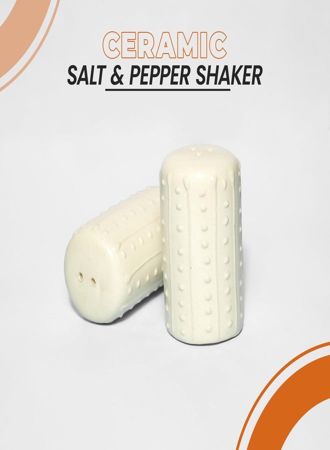 QIMACPLUS Handcrafted Ceramic Salt and Pepper Shaker Set | Perfect Pour Holes for Kitchen, Dining Table, Picnic, Office, Restaurant, and Hotel | Set of 2 (doted White) - Image 2