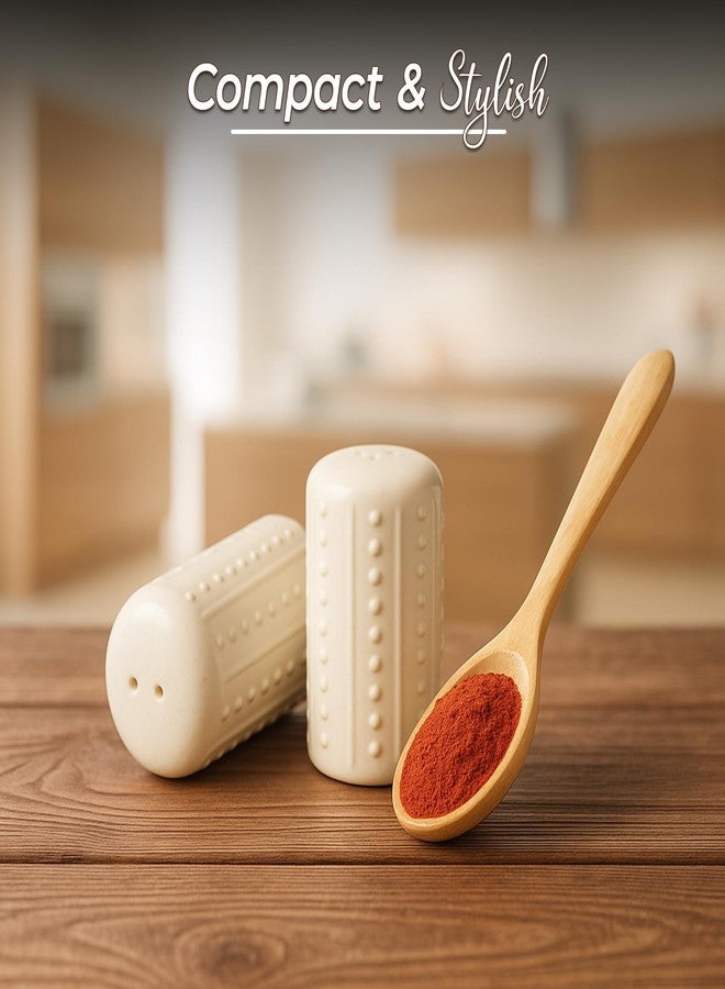 QIMACPLUS Handcrafted Ceramic Salt and Pepper Shaker Set | Perfect Pour Holes for Kitchen, Dining Table, Picnic, Office, Restaurant, and Hotel | Set of 2 (doted White) - Image 5