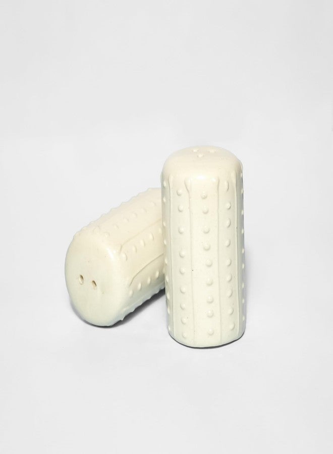 QIMACPLUS Handcrafted Ceramic Salt and Pepper Shaker Set | Perfect Pour Holes for Kitchen, Dining Table, Picnic, Office, Restaurant, and Hotel | Set of 2 (doted White) - Image 1