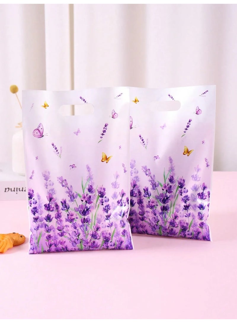 Purple Gift  Bags decorated with lavender flower and butterfly prints – Pack of 20 bags, perfect for distributing candies and all types of gifts. Suitable for birthdays, graduations, baby showers, and all special occasions. - Image 2