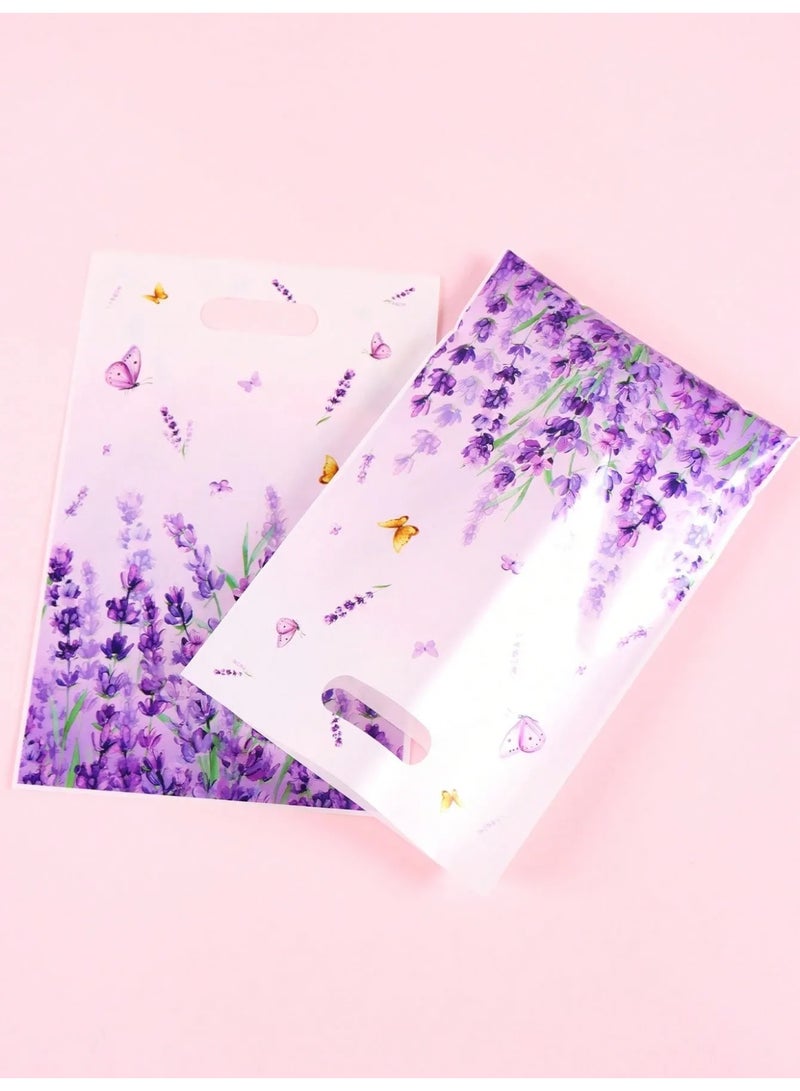 Purple Gift  Bags decorated with lavender flower and butterfly prints – Pack of 20 bags, perfect for distributing candies and all types of gifts. Suitable for birthdays, graduations, baby showers, and all special occasions. - Image 4