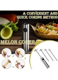 KASTWAVE Fruit Corer,  Vegetable Digging Rotating Drill Stainless Steel Fruit Corer Apple Corer Set Core Remover Tool for Apple/Pear/Cherry for Children Food...  - Image 2