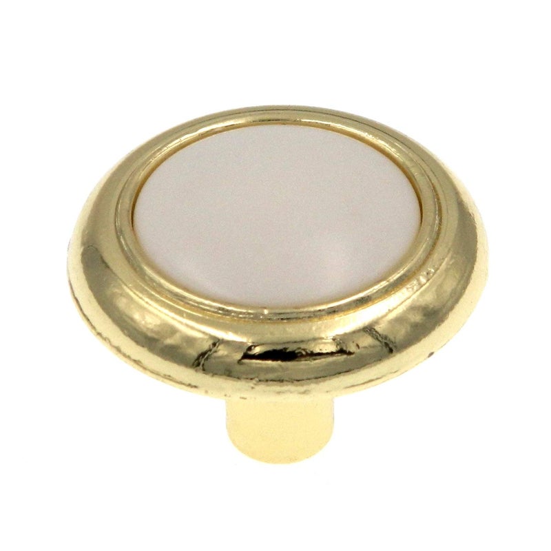 Amerock | Cabinet Knob | White / Polished Brass | 1-1/4 inch (32 mm) Diameter | Everyday Heritage | 1 Pack | Drawer Knob | Cabinet Hardware - Image 1