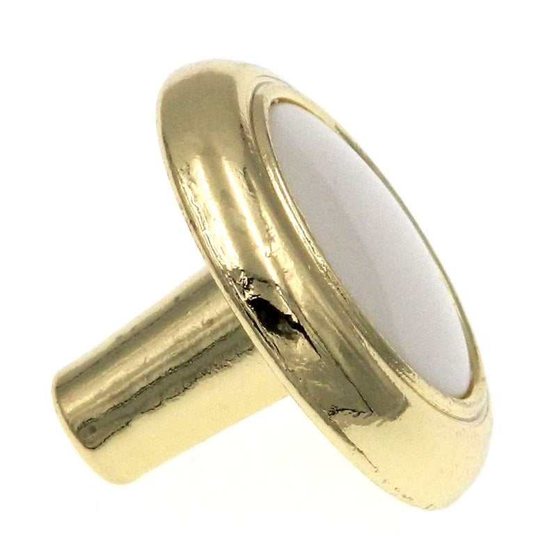 Amerock | Cabinet Knob | White / Polished Brass | 1-1/4 inch (32 mm) Diameter | Everyday Heritage | 1 Pack | Drawer Knob | Cabinet Hardware - Image 3