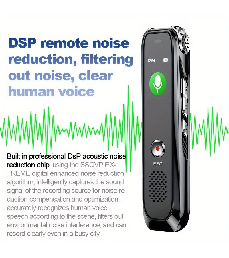 64GB Mini Voice Recorder with Dual Mic DSP Noise Reduction for Meetings - Image 1