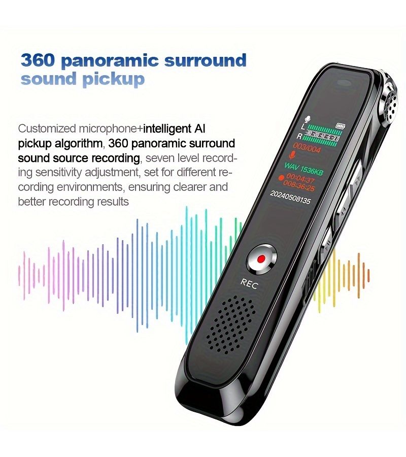 64GB Mini Voice Recorder with Dual Mic DSP Noise Reduction for Meetings - Image 4