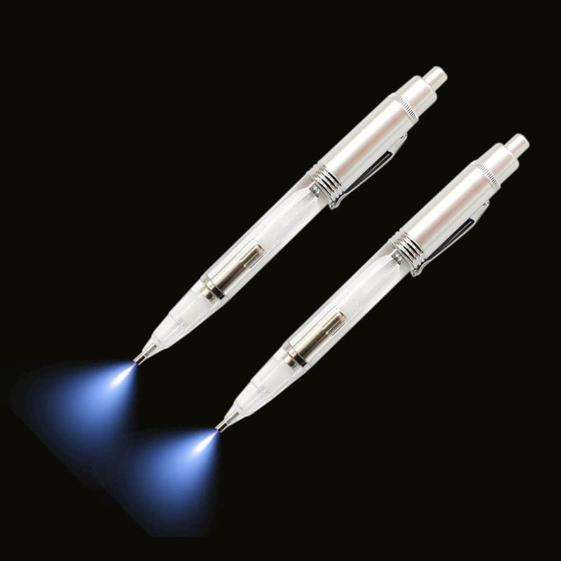 Fansoftiks 2PCS White LED DIY Diamond Picture Pens,Lighted Drill Applicator for DIY Art,Diamond Embroidery Tools with Bead Tips, Craft Accessories and LED Art Pen Kit,Diamond Picture Tools Accessories - Image 1