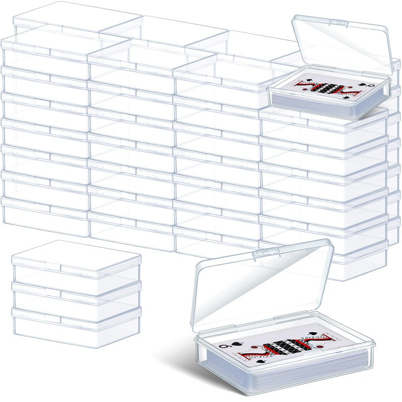 Vicenpal Playing Card Box Clear Plastic Playing Card Deck Case Snap Closed Holder Storage Organizer for Bank Business Trading Poker Gaming(120 Pcs,Raised Snap,3.86 x 2.91 x 0.94 Inch) - Image 1