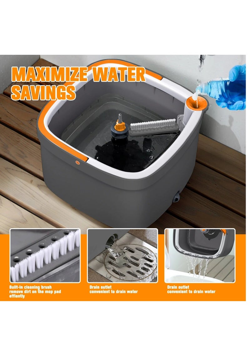ALMUFARREJ - Rotary Squeeze Mop And Bucket Microfiber Mop Pads Hand Free Wringing Floor Clean Mop With 4 Pads - Image 1