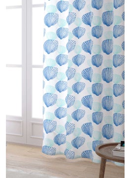 Cango Home Navy Blue Beige Marine Themed Seashell Patterned Digital Printed Curtain CGH635-PR  - Image 2