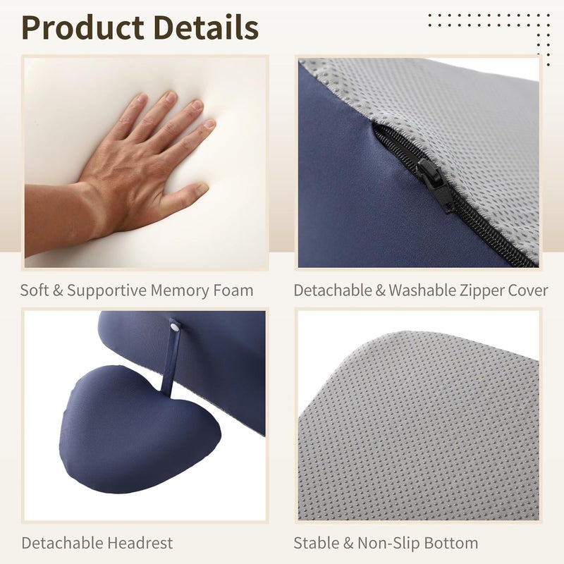 Ergonomic Memory Foam Wedge Pillow, Multi-Position for Sleeping, Reading, Relaxing, with Non-Slip Support, Breathable Cover - Image 3