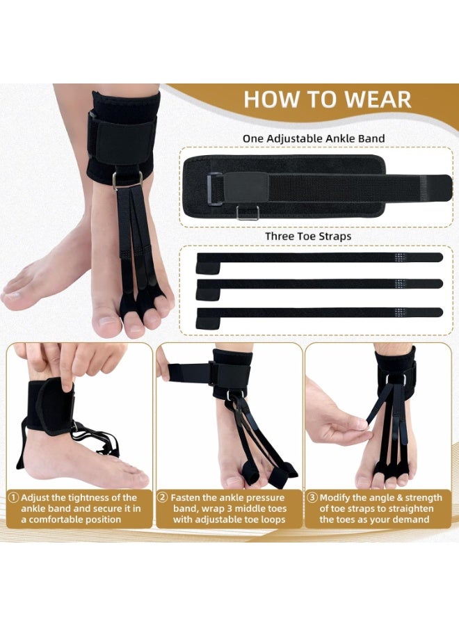 Foot Drop Brace with 3 Toe Sleeves, Hammer Toe Straightener, Hammertoe Corrector for Women u0026 Men, Hammer Toe Splint, Toe Straighteners for Curled Toes, Claw Toe, Crooked Toe, Mallet Toe - Image 3