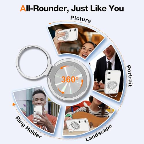 Nijiadi حافظة هاتف متوافقة مع Xreal Beam Pro مع واقي شاشة حامل حلقة دوارة 360°/حامل [غير مائل للاصفرار] غلاف شفاف 4 زوايا مقاوم للصدمات - شفاف كريستالي - Image 4