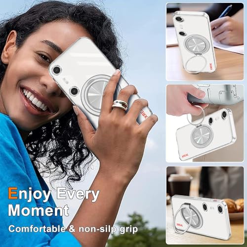 Nijiadi حافظة هاتف متوافقة مع Xreal Beam Pro مع واقي شاشة حامل حلقة دوارة 360°/حامل [غير مائل للاصفرار] غلاف شفاف 4 زوايا مقاوم للصدمات - شفاف كريستالي - Image 5