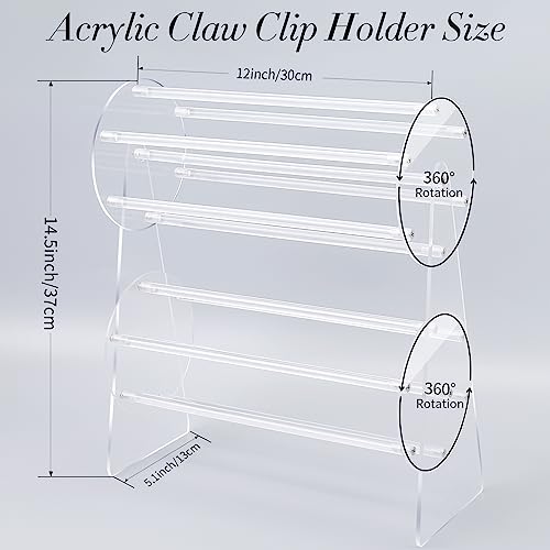 SNOWSTAR Acrylic Claw Clip Organizer Holder,360-Degree Rotating Claw Clip Holder and Storage,Hair Clip Organizer Display Clear Stand for Women and Girls - Image 2