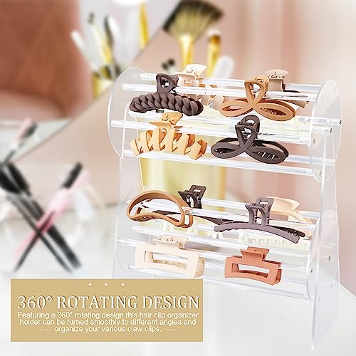 SNOWSTAR Acrylic Claw Clip Organizer Holder,360-Degree Rotating Claw Clip Holder and Storage,Hair Clip Organizer Display Clear Stand for Women and Girls - Image 4