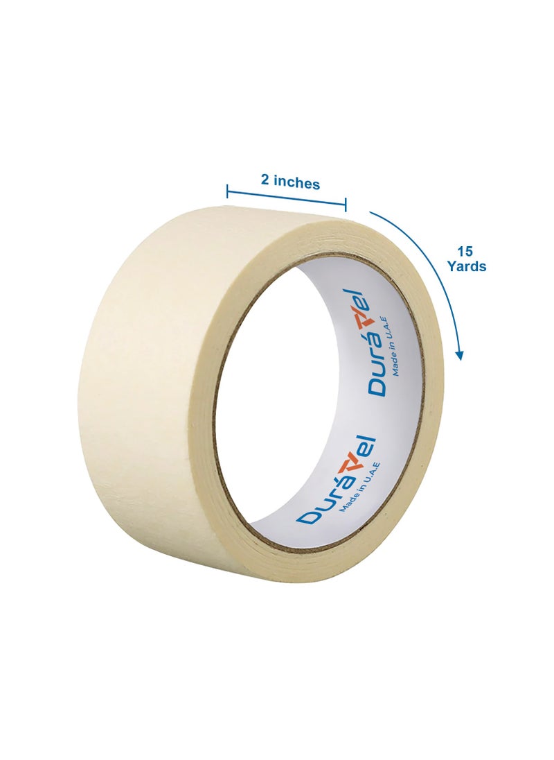 Duravel - Duravel Premium Masking Tape 2Inch X 20Yards General Purpose Paper Tape For Painting, Marking, Gardening, Packaging, Artworks, Schools, Office, Automobile Garage, Factory, Industrial Uses (2 ROLL) - Image 1
