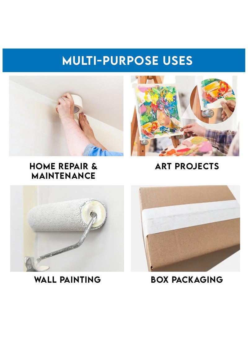 Duravel - Duravel Premium Masking Tape 2Inch X 20Yards General Purpose Paper Tape For Painting, Marking, Gardening, Packaging, Artworks, Schools, Office, Automobile Garage, Factory, Industrial Uses (2 ROLL) - Image 1
