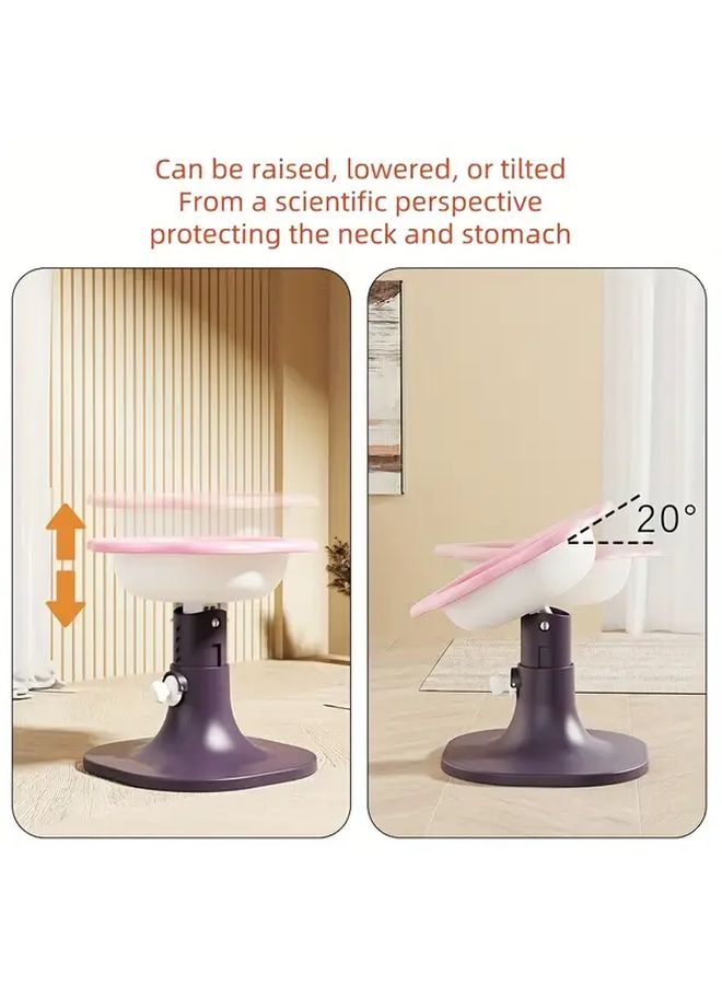 Adjustable Height Cat Bowl Yellow Flowers Anti Tip Spill Proof Elevated Pet Food Dish - Image 5