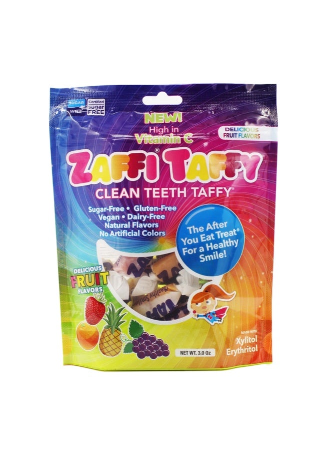 Zolli Candy Zaffi Taffy Fruit 3.1 oz – Sugar-Free, Tooth-Friendly Taffy for Kids & Adults