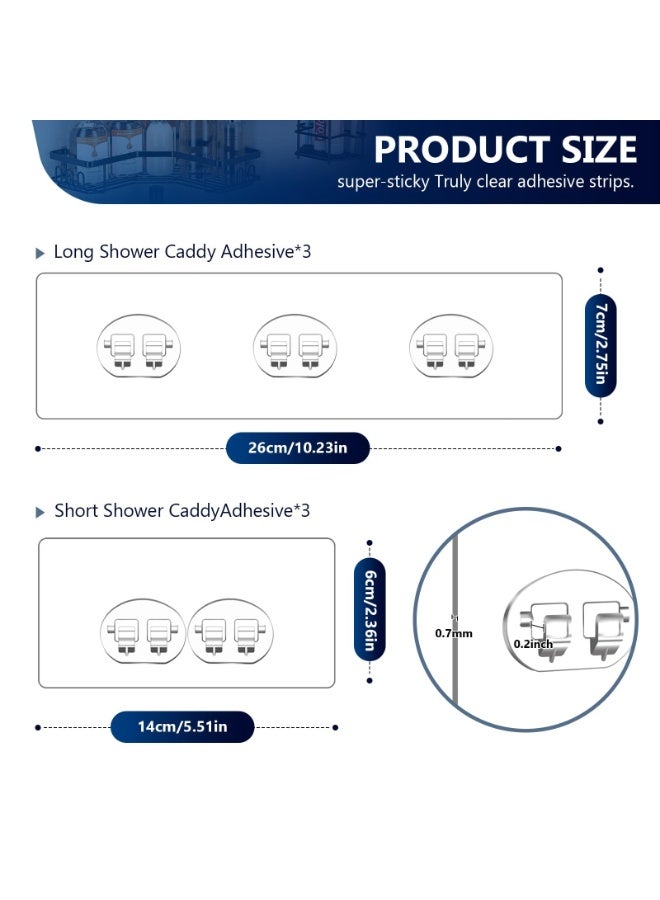 Shower Caddy Adhesive Replacement Stickers - 6 Pack No Drilling Strips, Strong Hooks for Bathroom Storage Shelves, Kitchen Racks and Soap Holder - Image 2