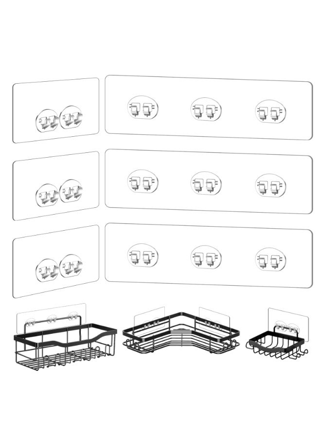 Shower Caddy Adhesive Replacement Stickers - 6 Pack No Drilling Strips, Strong Hooks for Bathroom Storage Shelves, Kitchen Racks and Soap Holder - Image 1