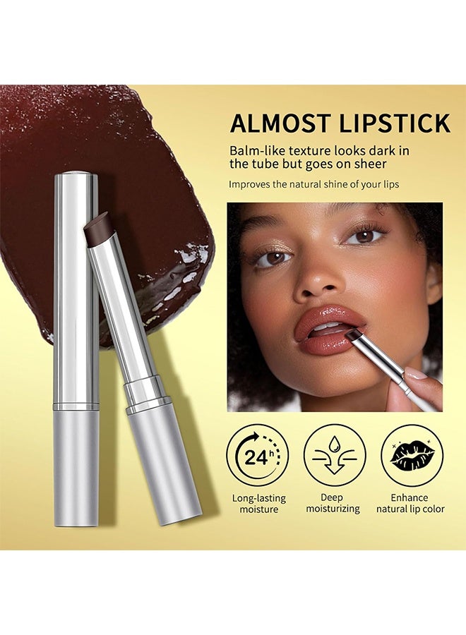 ليكرين أحمر شفاه شبه، بلسم شفاه ملون، بلسم شفاه مرطب ومغذي، بلسم شفاه بالعسل باللون الأسود، بلسم شفاه طبيعي لامع شفاف، بلسم للعناية بالشفاه المرطبة للشفاه الجافة - #عسل داكن - Image 3