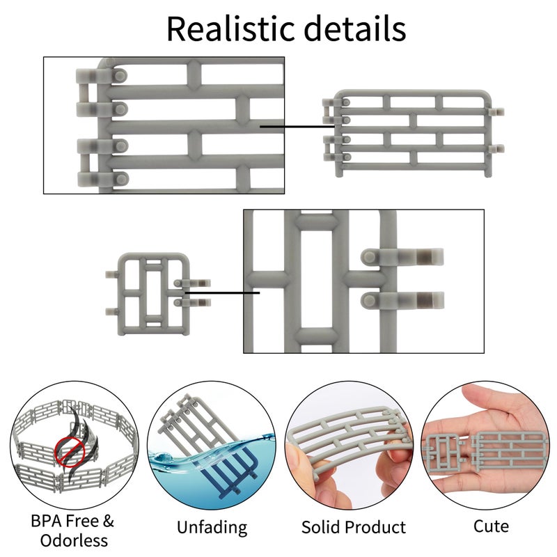 Toymany 64PCS Mini Toys Fence for Farm Animals - Tiny Horse Corral Plastic Fencing for Farm Barn Paddock Horses Figurines for Kids Toddlers - Image 5