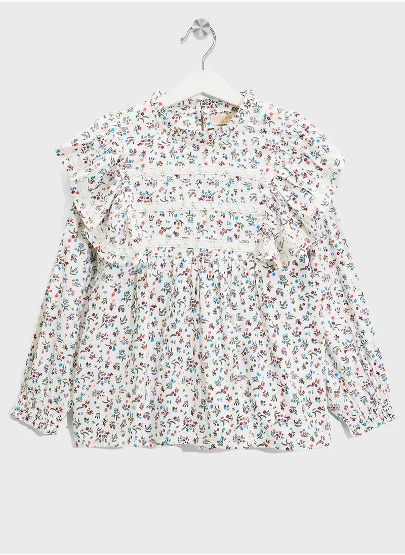 ريبلز مع نمشي Girls Lace Trimmed Blouse