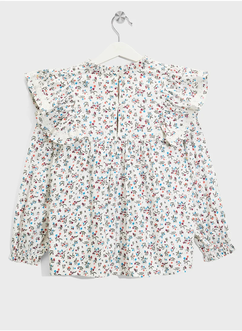 ريبلز مع نمشي Girls Lace Trimmed Blouse