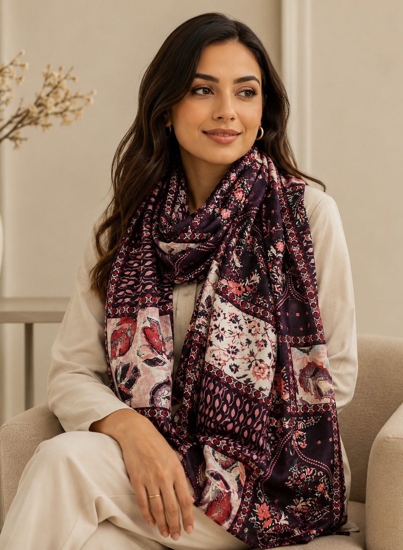 وشاح نسائي مطبوع، سكارف ناعم وخفيف الوزن ومتعدد الاستخدامات، 160 × 46 سم، ألوان متنوعة - Image 3