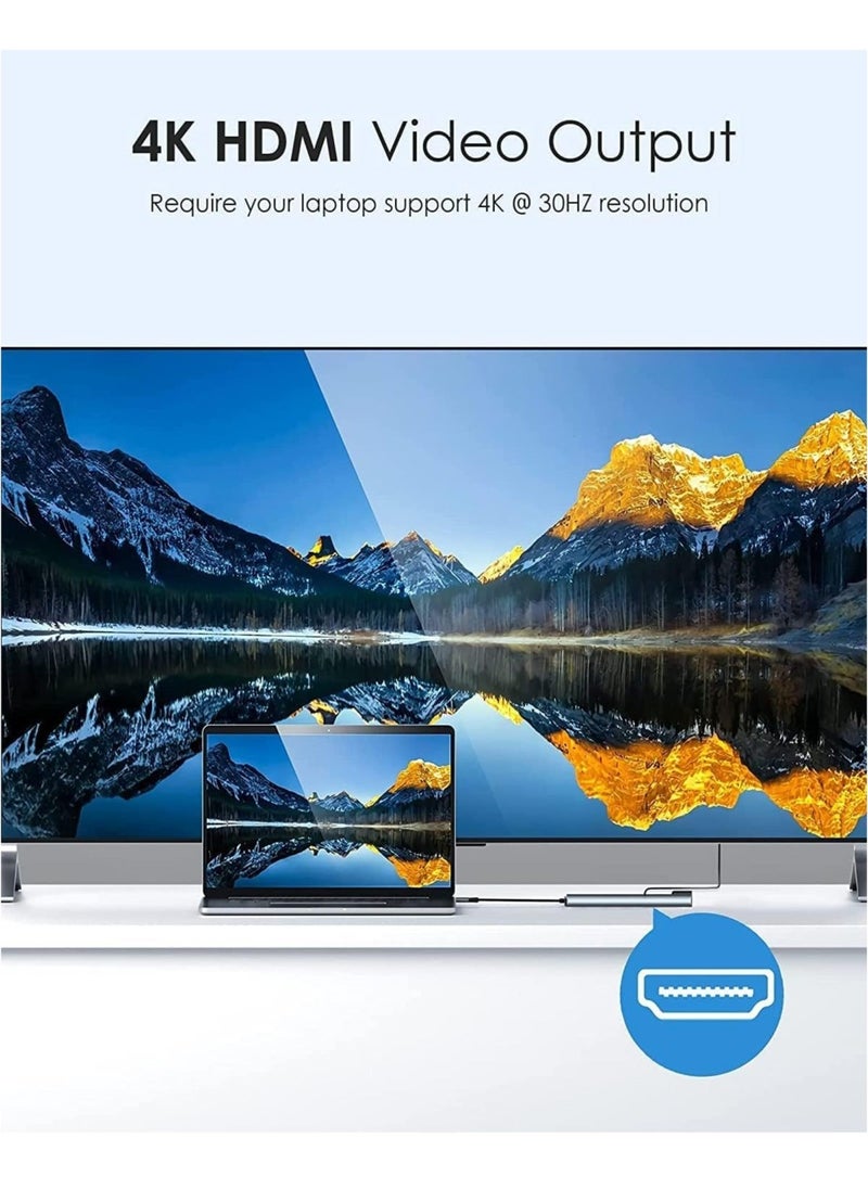 Generic - USB C Hub, 8 in 1 Type-C Hub Multiport Adapter with 4K HDMI, PD Power Delivery, USB-C, Ethernet, 2 USB, SD/TF Card Reader Compatible with Mac Book Pro XPS and More Type-C Devices - Image 1