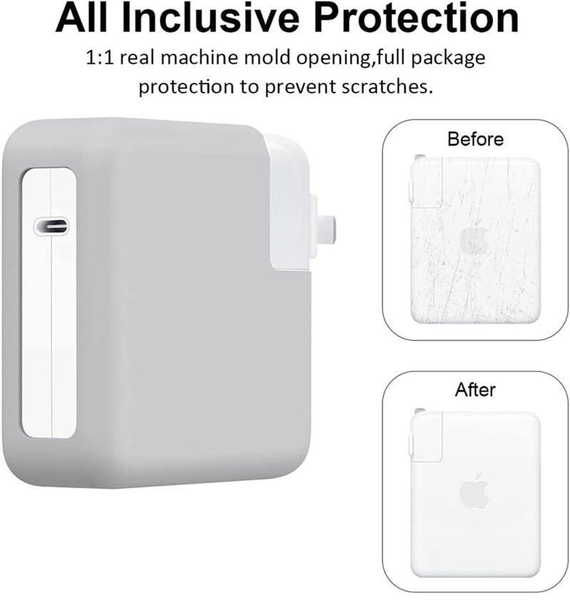 SJet Soft Silicone Charger Case Cover for 2022~2025+ MacBook Air 13.6 Inch (Model: M4 A3240/A2681), 2018+ Air 13.3 Inch (Model: A1932/A2337/A2179) and Pro 12 Inch A1534, for 29W/30W/35W Charger (Grey) - Image 4