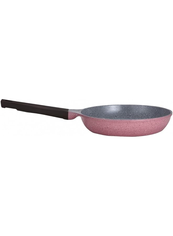 LAHOYA Ceramic Coated Fry Pan 24Cm 1.9L Pink Aluminum Marble Nonstick Coating |Made In Saudi