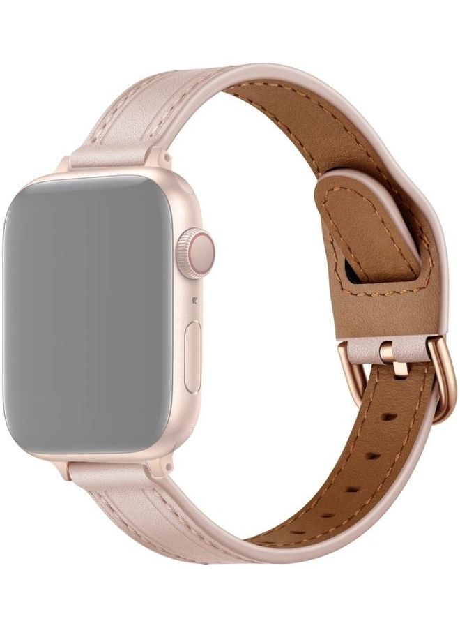 NIBEMINENT Women Starry Sky Style Leather Replacement Strap Watchband For Apple Watch Series 1/2/3/4/5/6/7/SE 42-44-45mm Pink Sand - Image 1