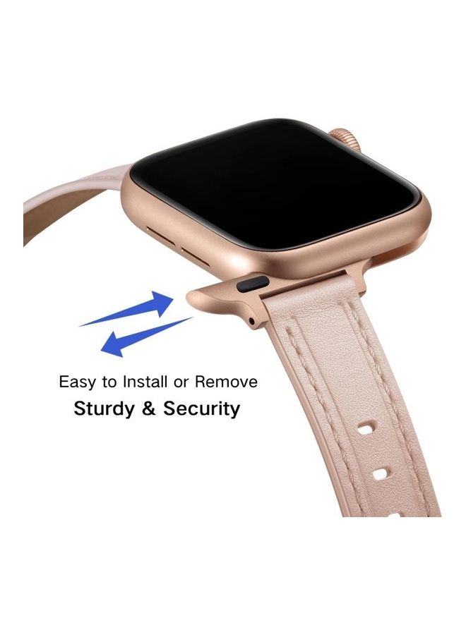 NIBEMINENT Women Starry Sky Style Leather Replacement Strap Watchband For Apple Watch Series 1/2/3/4/5/6/7/SE 42-44-45mm Pink Sand - Image 5