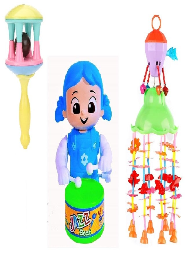 SHANVI Toys Merry go Round for Infants no.11, Attachable to Cradle or Window, Soothing Music and Various Shapes for Developing Imagination and Thinking (JHO-Blue Baby-3 Cut rettel Toys-03) - Image 1