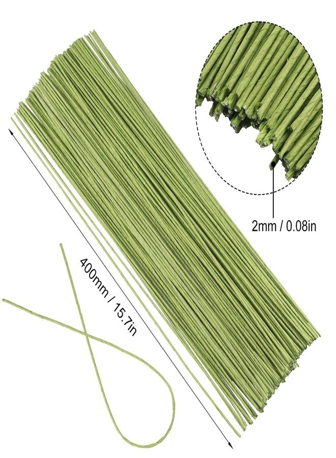 GENHAKON 300 PCS 16 Inch Floral Wire Stems,14 Gauge Floral Wire for Wiring Fresh Flowers, Creating Floral Crowns, DIY Crafts, Artificial Flower, Green,by GENHAKON - Image 2