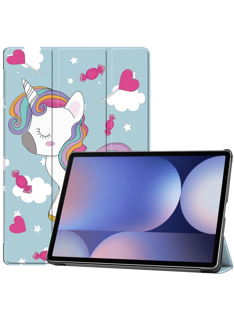 Case for Samsung Galaxy Tab S10 Plus 12.4 Inch 2024 SM-X820 Premium Leather Flap Tablet Case with Stand Function Auto Wake/Sleep Cover (Unicorn) - Image 1