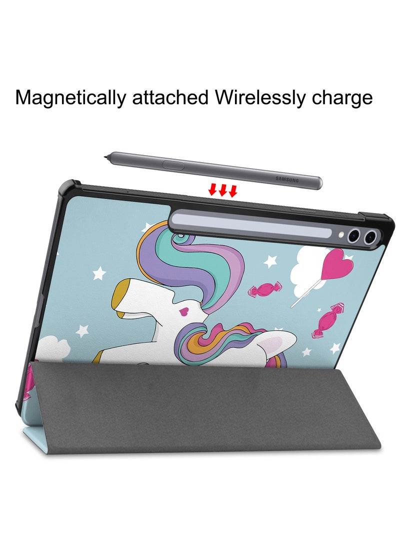 Case for Samsung Galaxy Tab S10 Plus 12.4 Inch 2024 SM-X820 Premium Leather Flap Tablet Case with Stand Function Auto Wake/Sleep Cover (Unicorn) - Image 4