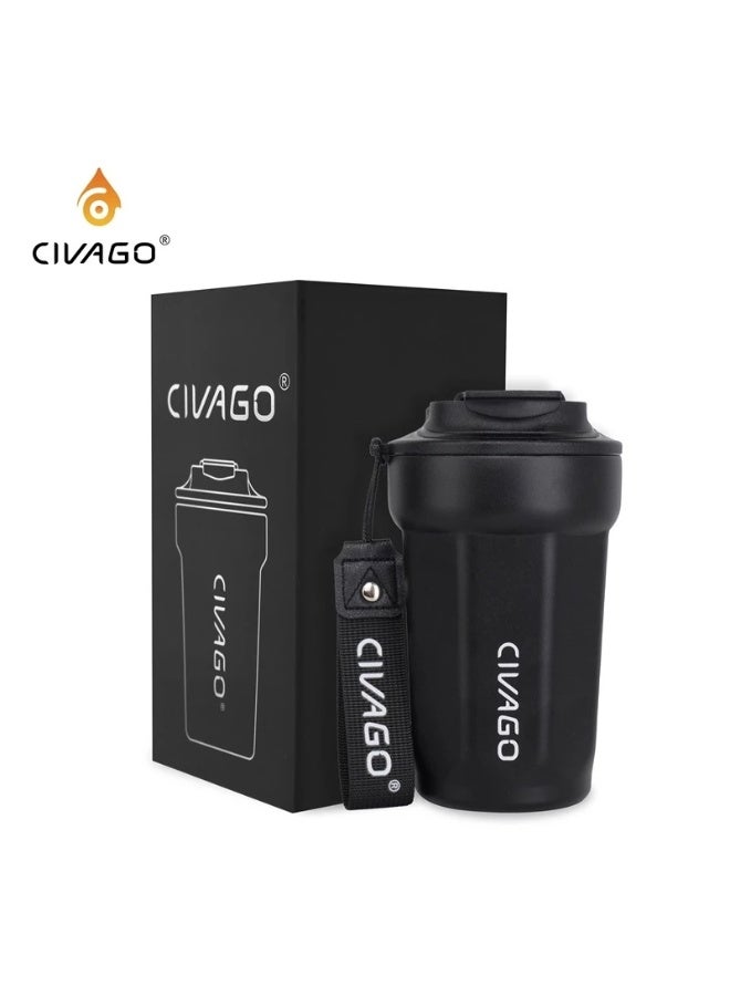 كوب قهوة سيفاجو CIVAGO حراري ستانلس ستيل 390 مل (13 أونصة) ببطانة سيراميك مع غطاء مانع للتسرب، حافظ حرارة مزدوج الجدار وخالٍ من BPA للمشروبات الساخنة والباردة، يحافظ على السخونة 12 ساعة والبرودة 24 ساعة