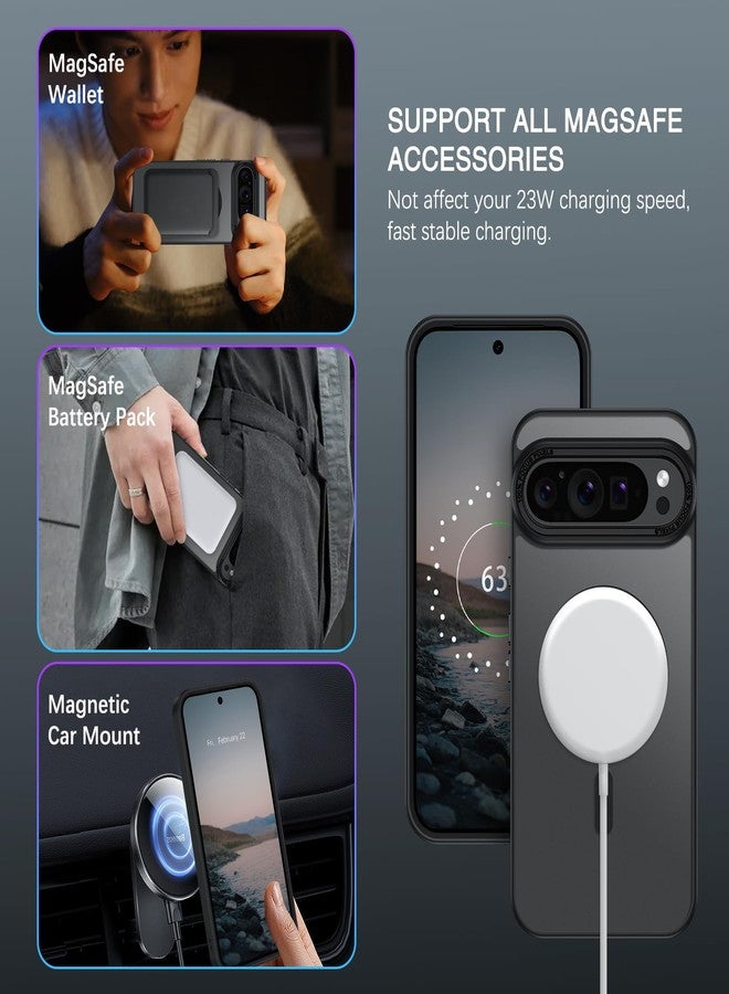 BENTOBEN Magnetic for Google Pixel 9 Pro XL Case, Pixel 9ProXL Phone Case Compatible with MagSafe, Translucent Matte Slim Shockproof Protective Magnetic Cover for Google 9 ProXL 6.8 inch, Black - Image 3