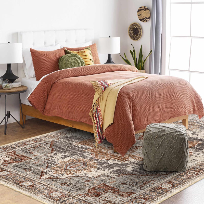 RUUGME 4x6 Living Room Area Rugs - Washable Area Rug Soft Stain Resistant Carpet Vintage Lightweight Ultra-Thin Rugs for Bedroom Kitchen entryway with Non Slip Backing Home Decor Small Mat 4X6 Brick - Image 2