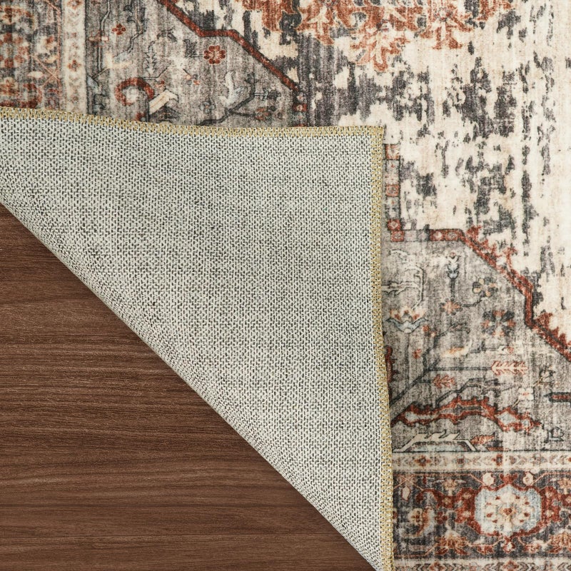 RUUGME 4x6 Living Room Area Rugs - Washable Area Rug Soft Stain Resistant Carpet Vintage Lightweight Ultra-Thin Rugs for Bedroom Kitchen entryway with Non Slip Backing Home Decor Small Mat 4X6 Brick - Image 4